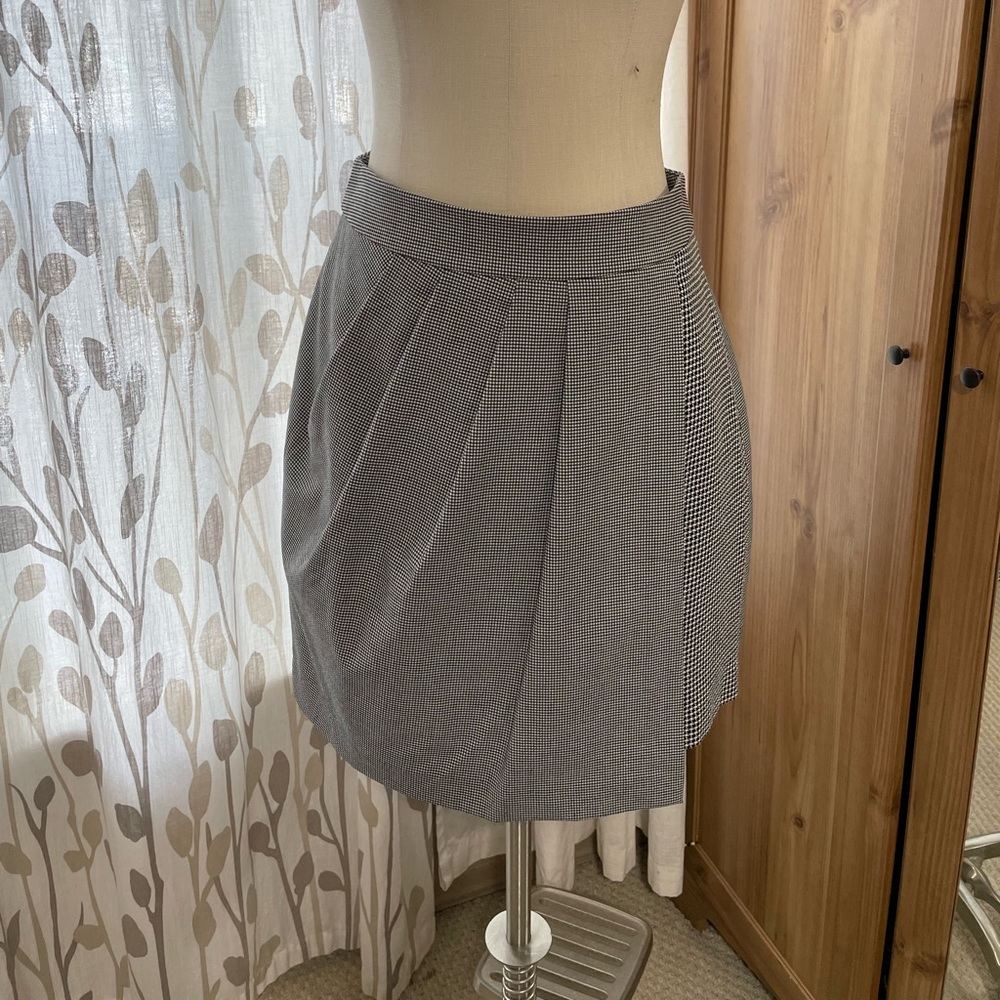 Club Monaco Asymmetric Check Mini Skirt